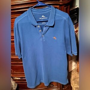 Mens XL Tommy Bahama Men's Blue Polo Shirt with Orange Logo